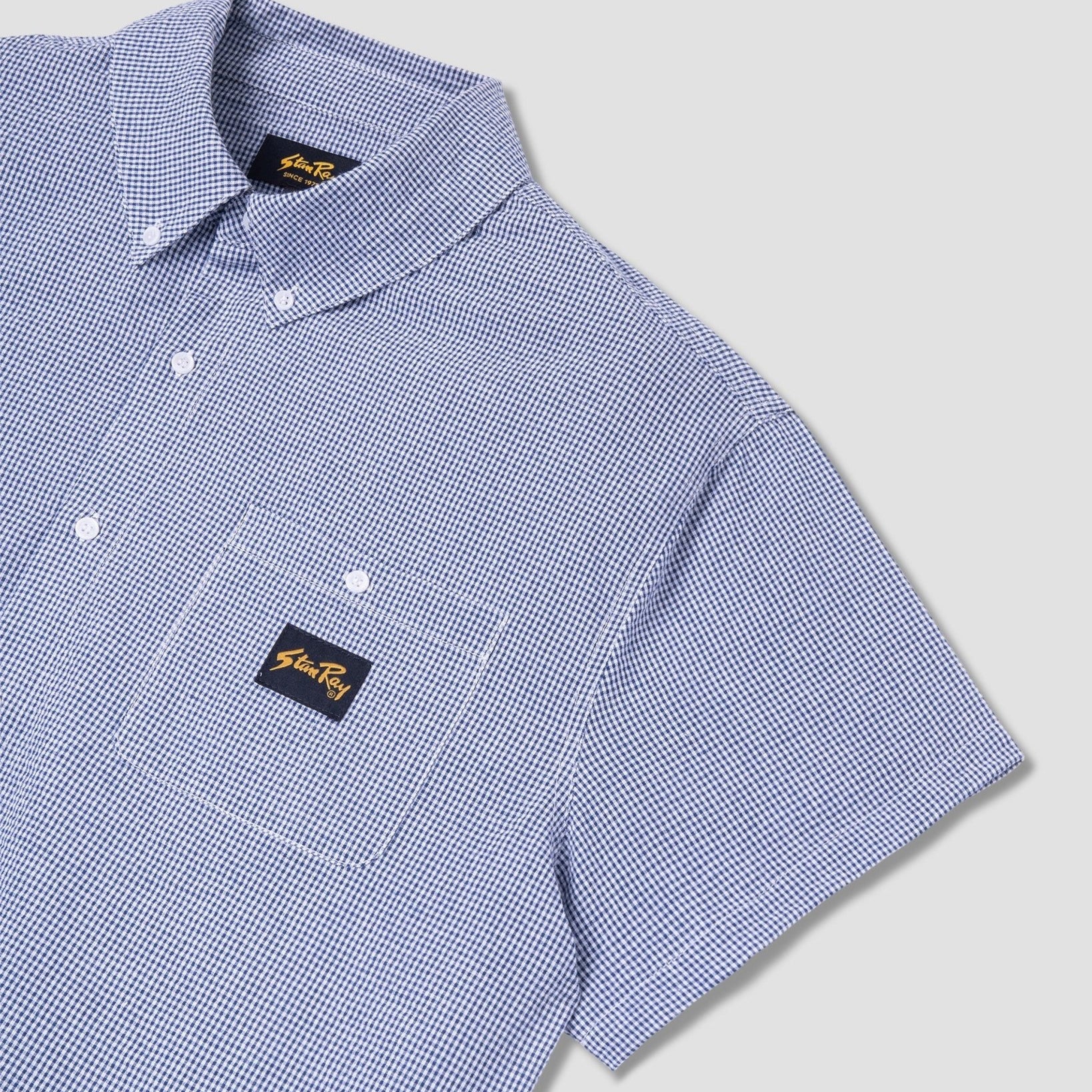 Stan Ray S/S Flannel Shirt Blue Gingham - Steranko Clothing Manchester