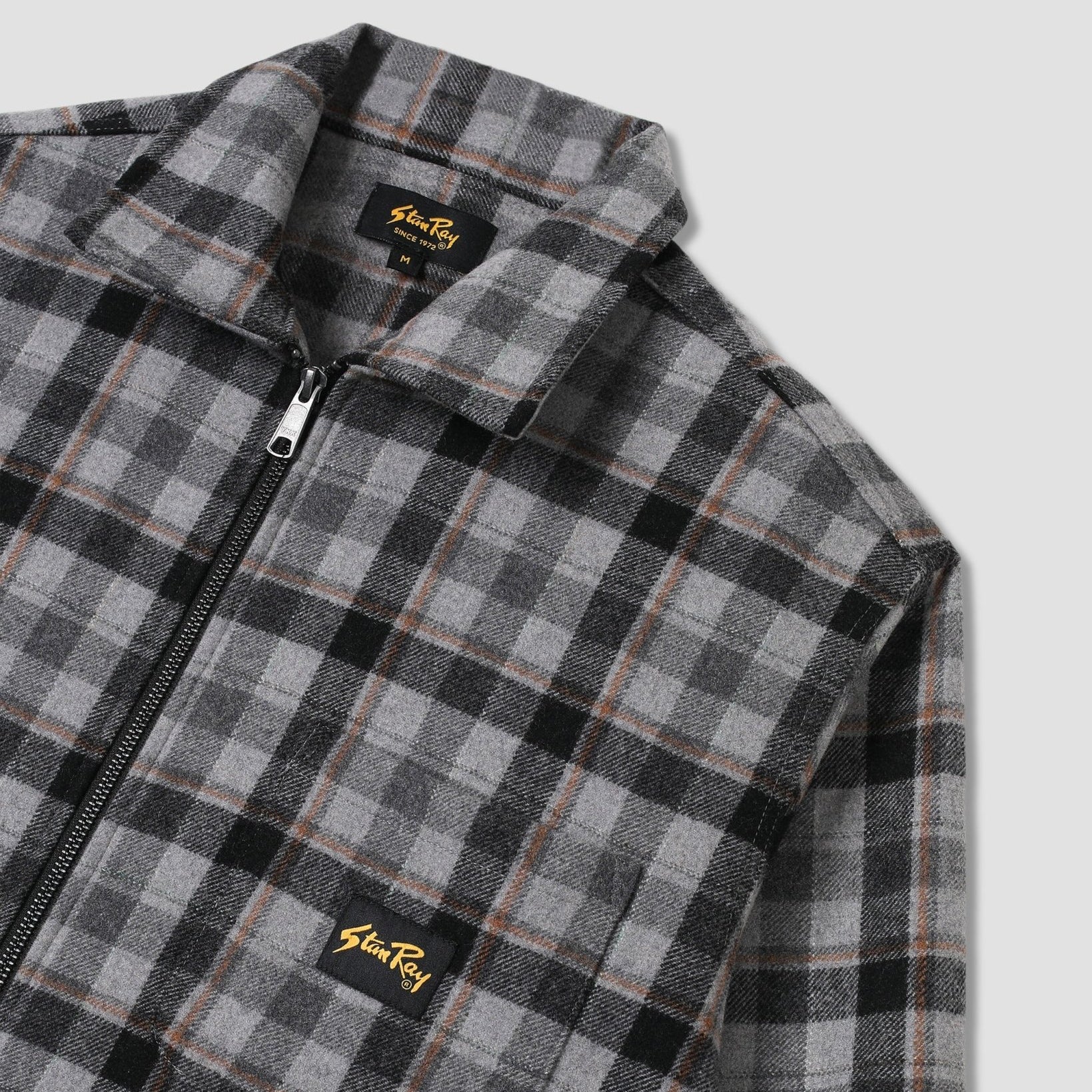 Stan Ray Zip Shirt Charcoal Plaid - Steranko Clothing Manchester
