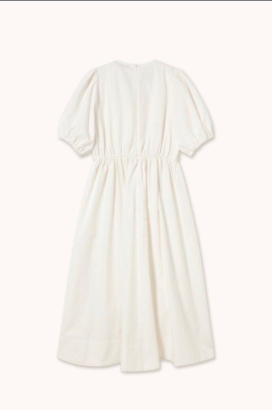 The Tiny Big Sister Puff Sleeves Midi Dress Off White - Steranko Clothing Manchester
