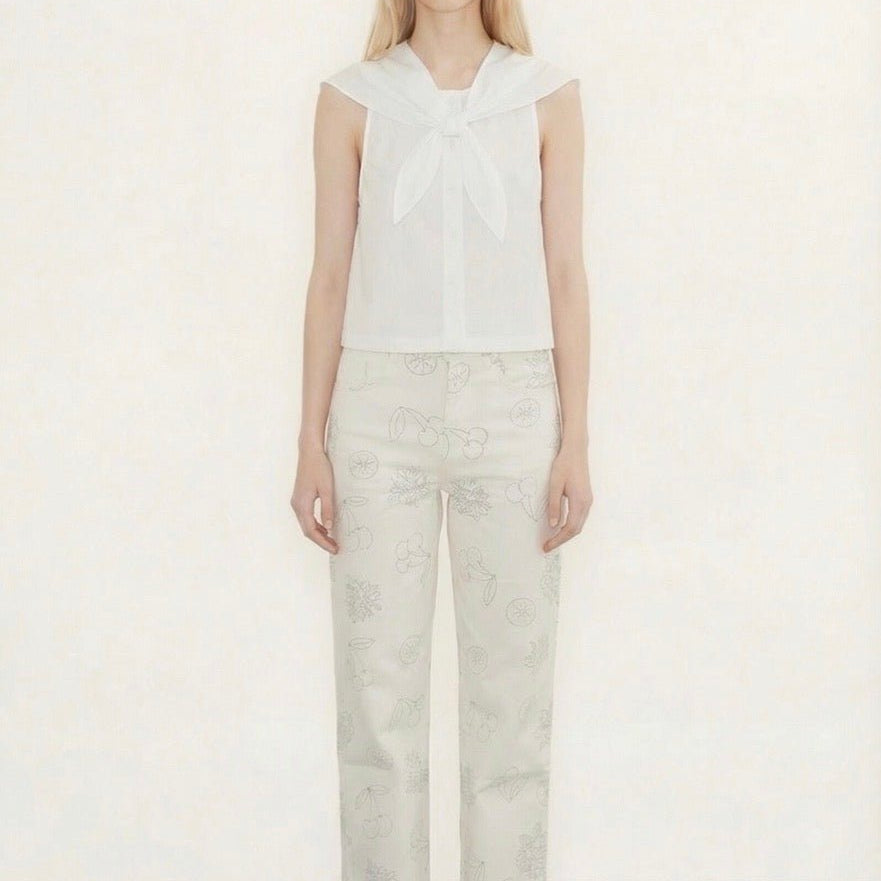 The Tiny Big Sister Scarf Neck Blouse Off White - Steranko Clothing Manchester