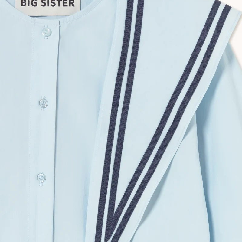 The Tiny Big Sister Scarf Neck Blouse Pretty Blue - Steranko Clothing Manchester