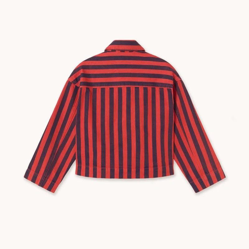 The Tiny Big Sister Stripes Denim Jacket Dark Red/Navy - Steranko Clothing Manchester
