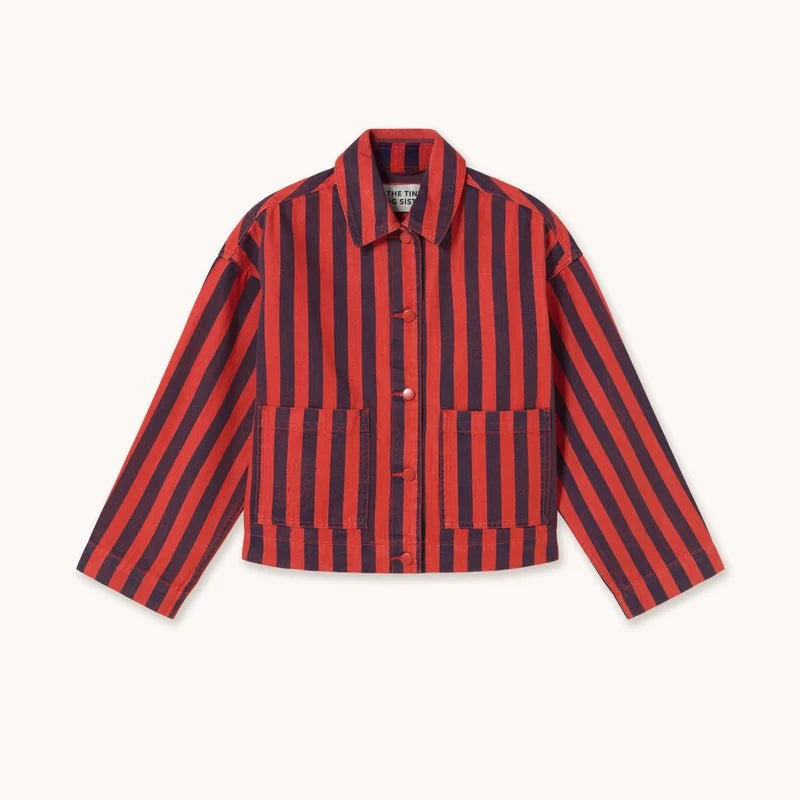 The Tiny Big Sister Stripes Denim Jacket Dark Red/Navy - Steranko Clothing Manchester