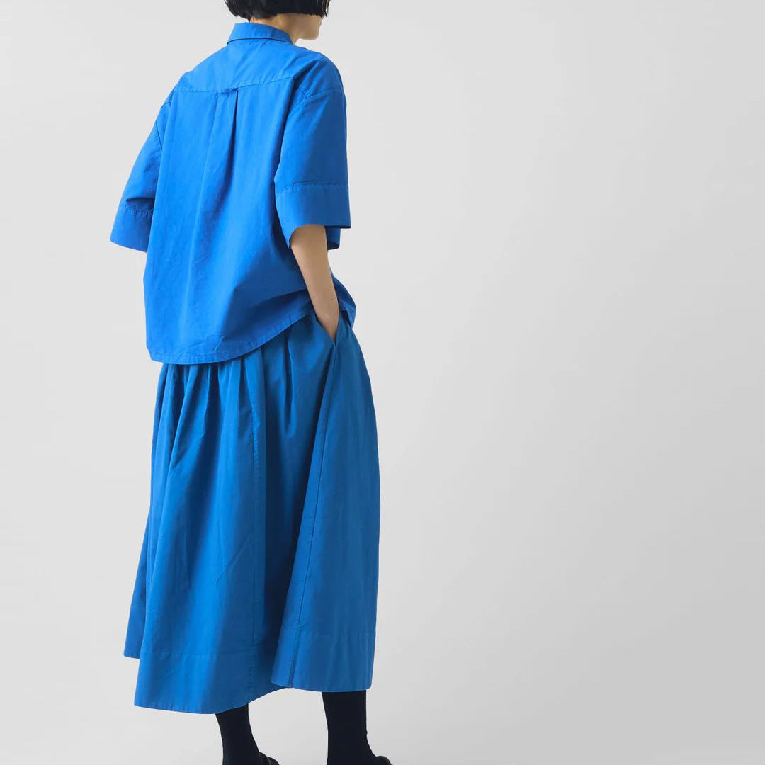 Toast Cotton Linen Poplin Shirt Enamel Blue - Steranko Clothing Manchester
