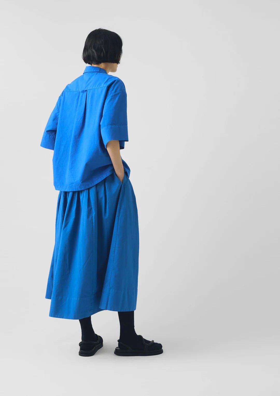 Toast Cotton Linen Poplin Shirt Enamel Blue - Steranko Clothing Manchester