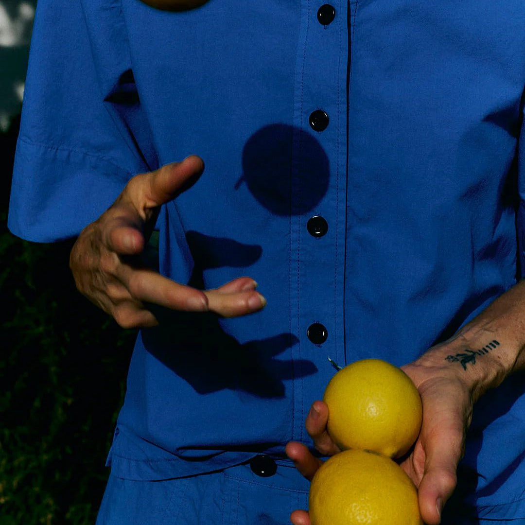 Toast Cotton Linen Poplin Shirt Enamel Blue - Steranko Clothing Manchester