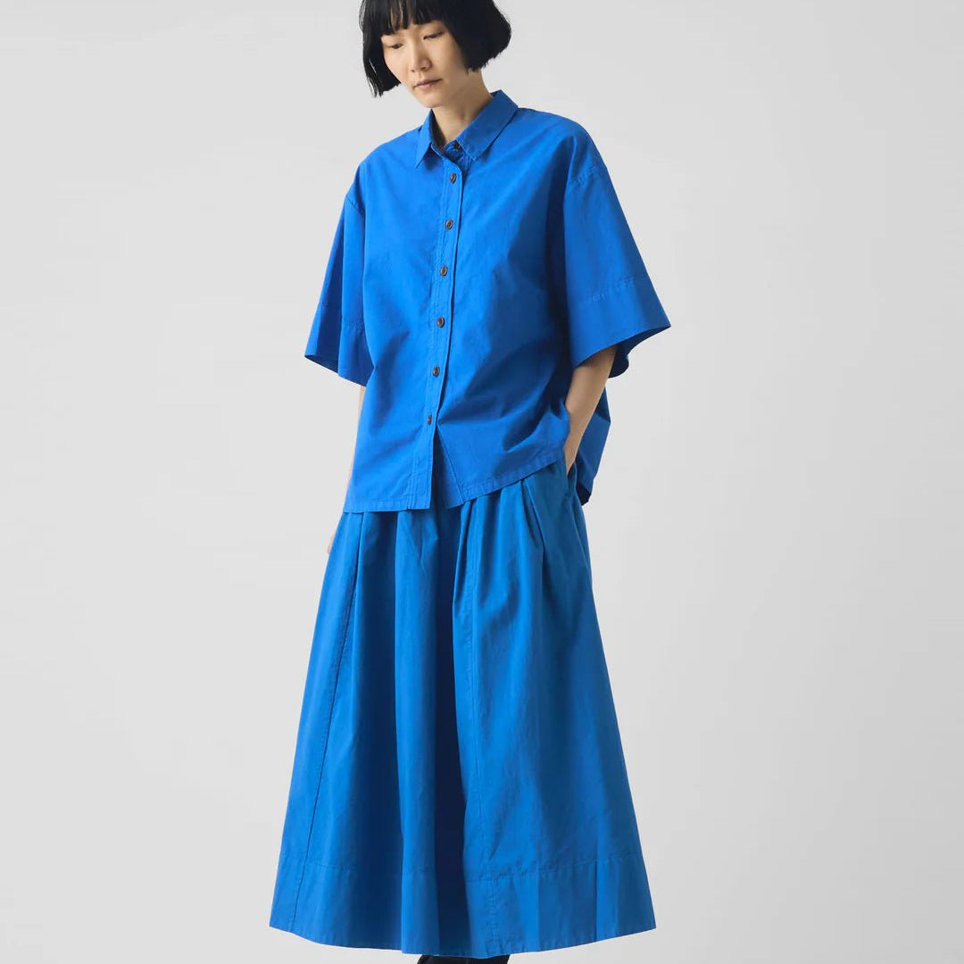 Toast Cotton Linen Poplin Shirt Enamel Blue - Steranko Clothing Manchester