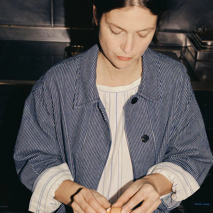 Toast Irregular Stripe Gathered Smock Top Cobalt - Steranko Clothing Manchester