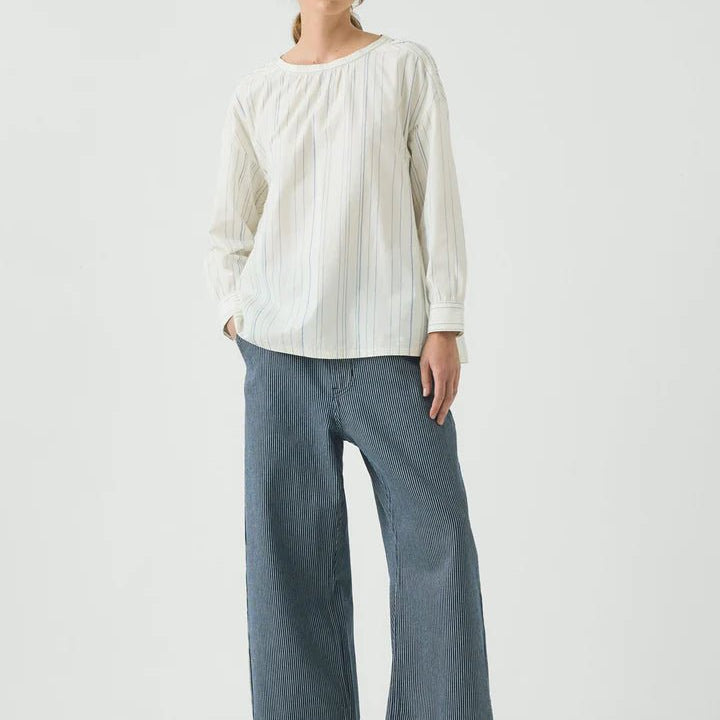 Toast Irregular Stripe Gathered Smock Top Cobalt - Steranko Clothing Manchester