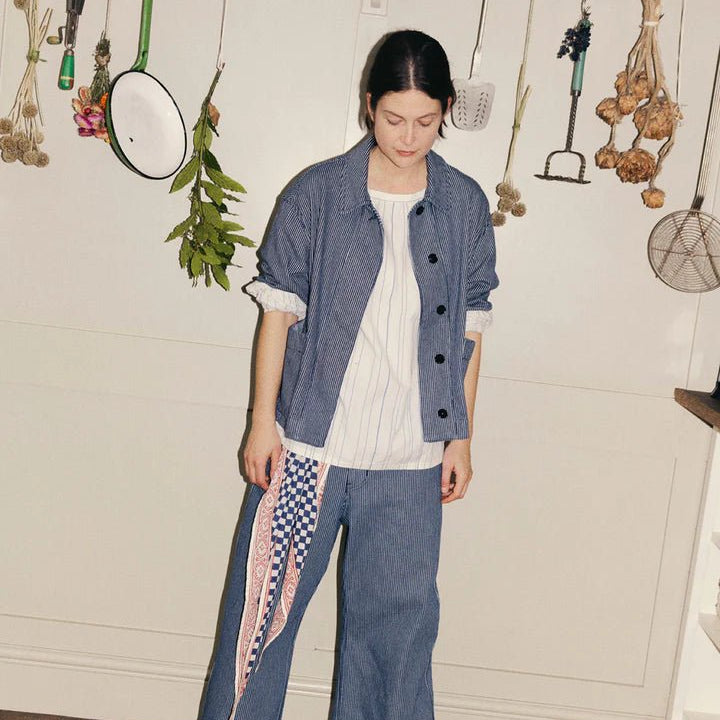 Toast Irregular Stripe Gathered Smock Top Cobalt - Steranko Clothing Manchester