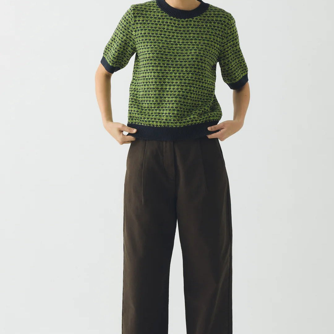 Toast Jacquard Knitted Cotton Top Green Multi - Steranko Clothing Manchester