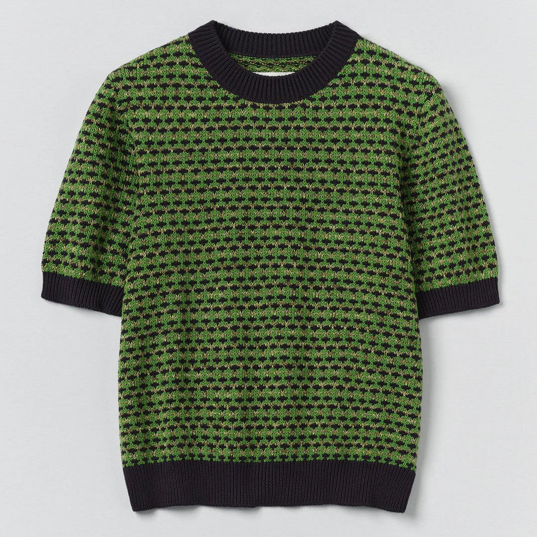 Toast Jacquard Knitted Cotton Top Green Multi - Steranko Clothing Manchester