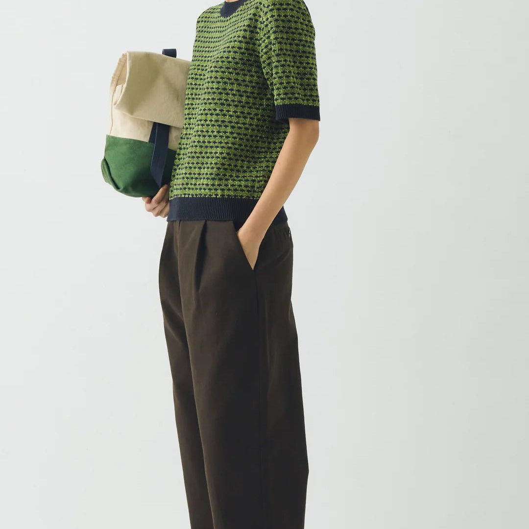 Toast Jacquard Knitted Cotton Top Green Multi - Steranko Clothing Manchester