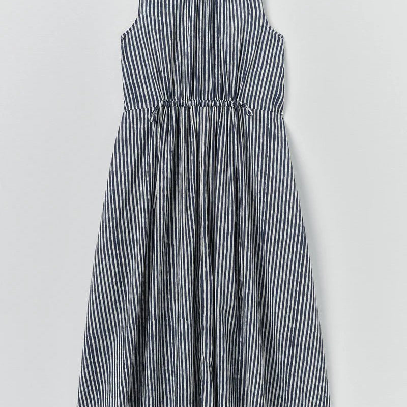 Toast Martha Natural Dye Stripe Cotton Dress Indigo - Steranko Clothing Manchester