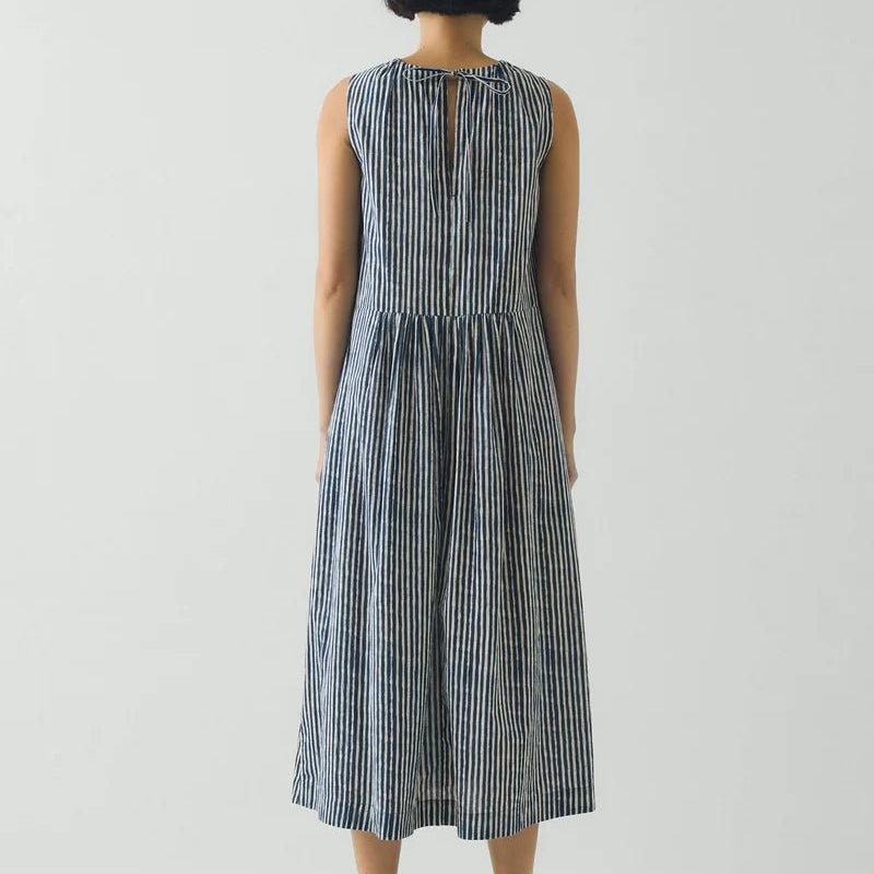 Toast Martha Natural Dye Stripe Cotton Dress Indigo - Steranko Clothing Manchester
