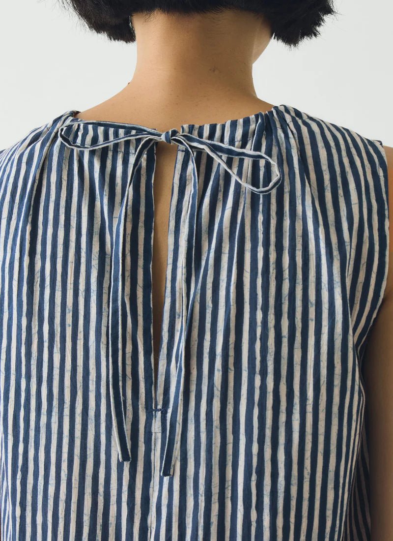 Toast Martha Natural Dye Stripe Cotton Dress Indigo - Steranko Clothing Manchester