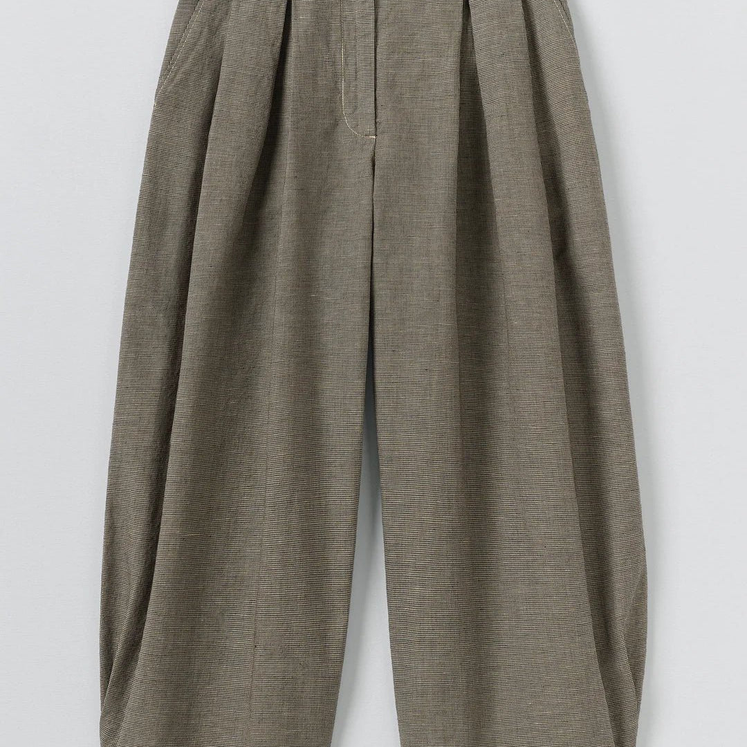 Toast Micro Houndstooth Wide Leg Trousers Vintage White/Black - Steranko Clothing Manchester