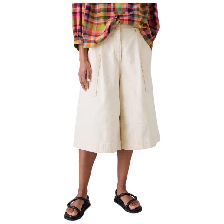 Toast Pleated Denim Shorts Ecru - Steranko Clothing Manchester