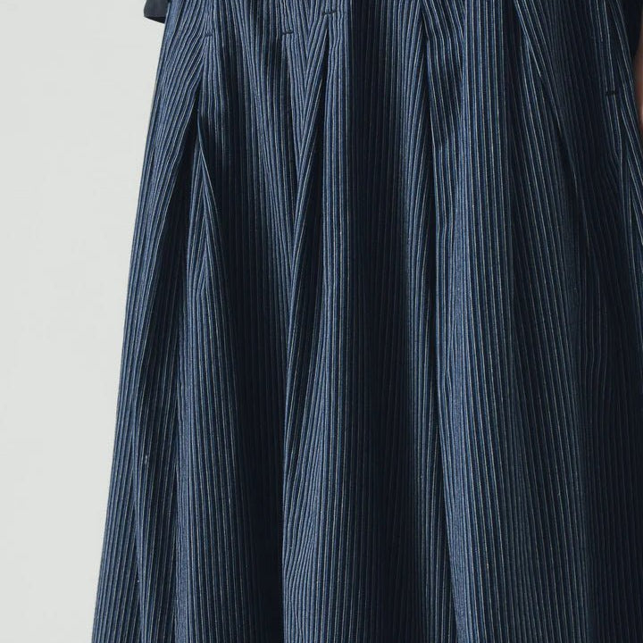 Toast Railroad Stripe Pleated Cotton Skirt Denim Blue - Steranko Clothing Manchester