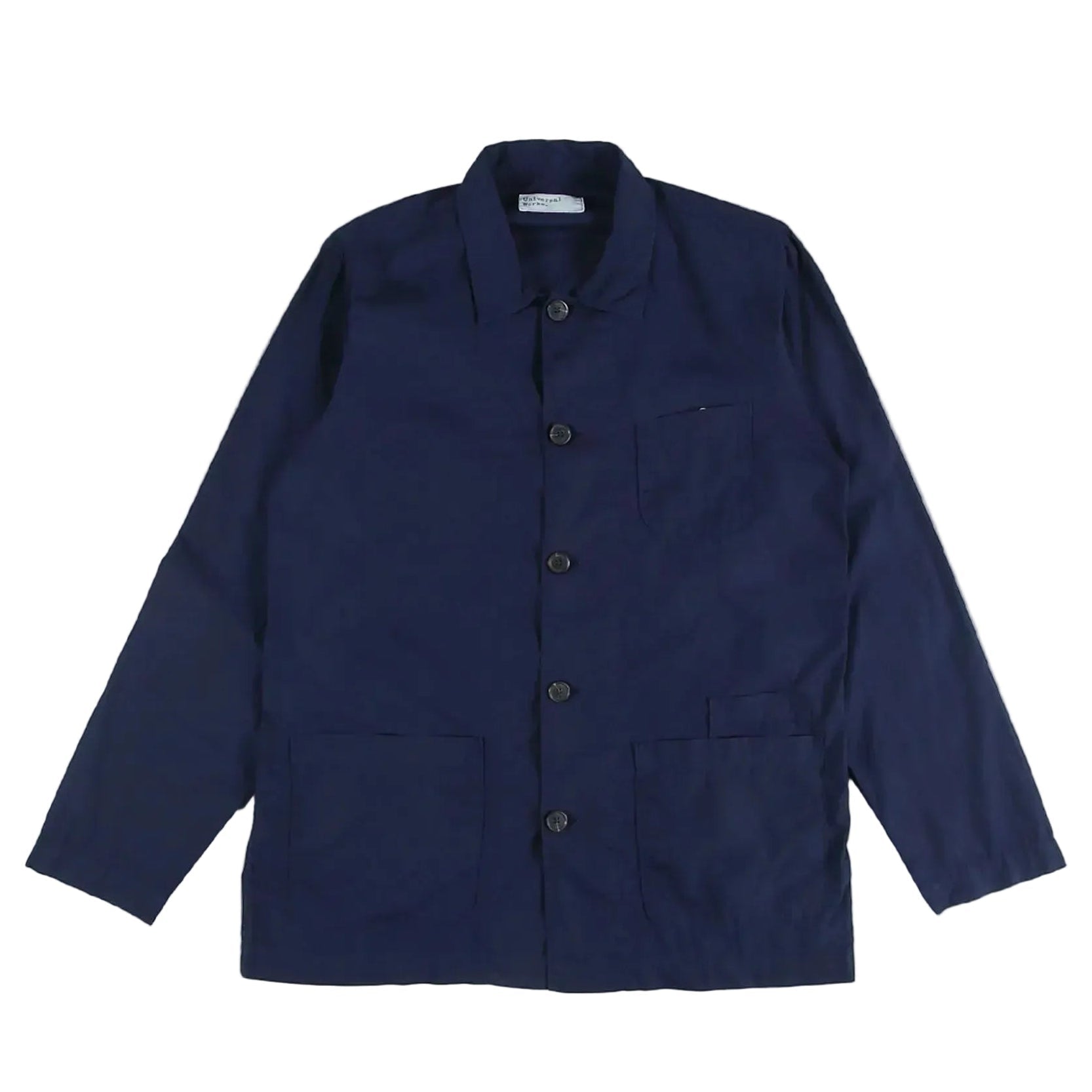 Universal Works Bakers Overshirt Navy Organic Poplin - Steranko Clothing Manchester
