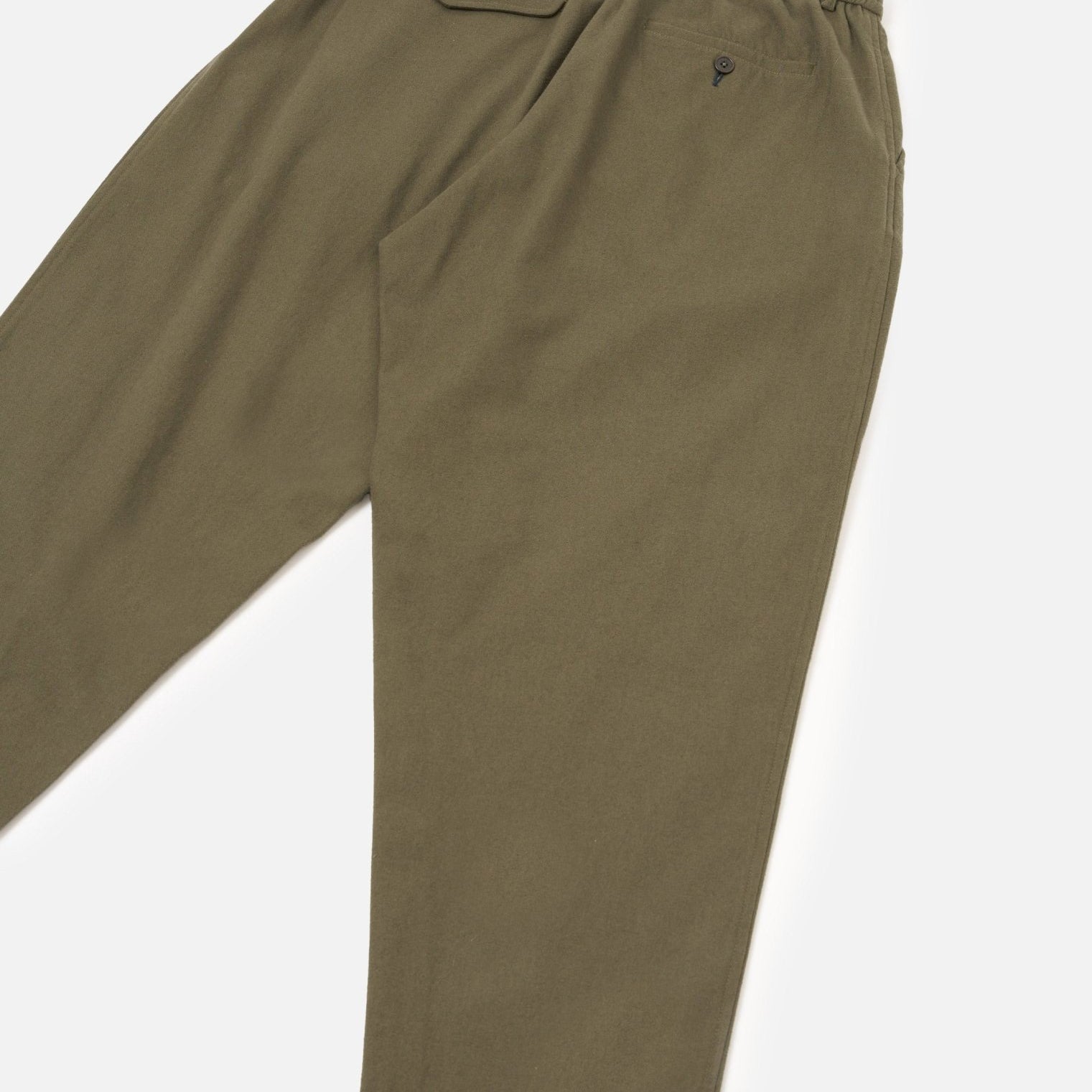 Universal Works Brushed Moleskin Pleated Track Pant Olive - Steranko Clothing Manchester