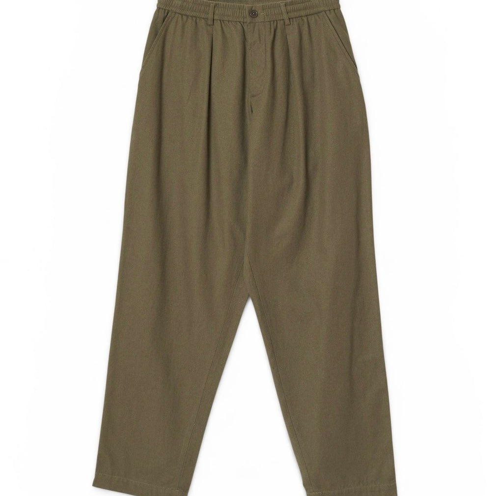 Universal Works Brushed Moleskin Pleated Track Pant Olive - Steranko Clothing Manchester
