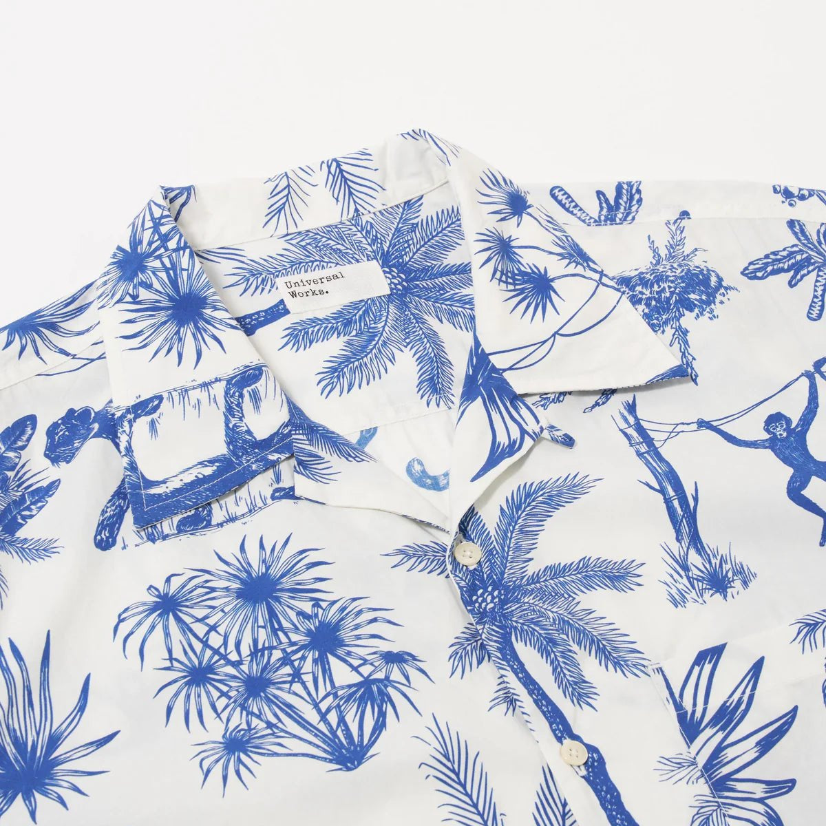 Universal Works Camp Shirt Jungle Toile Poplin White - Steranko Clothing Manchester