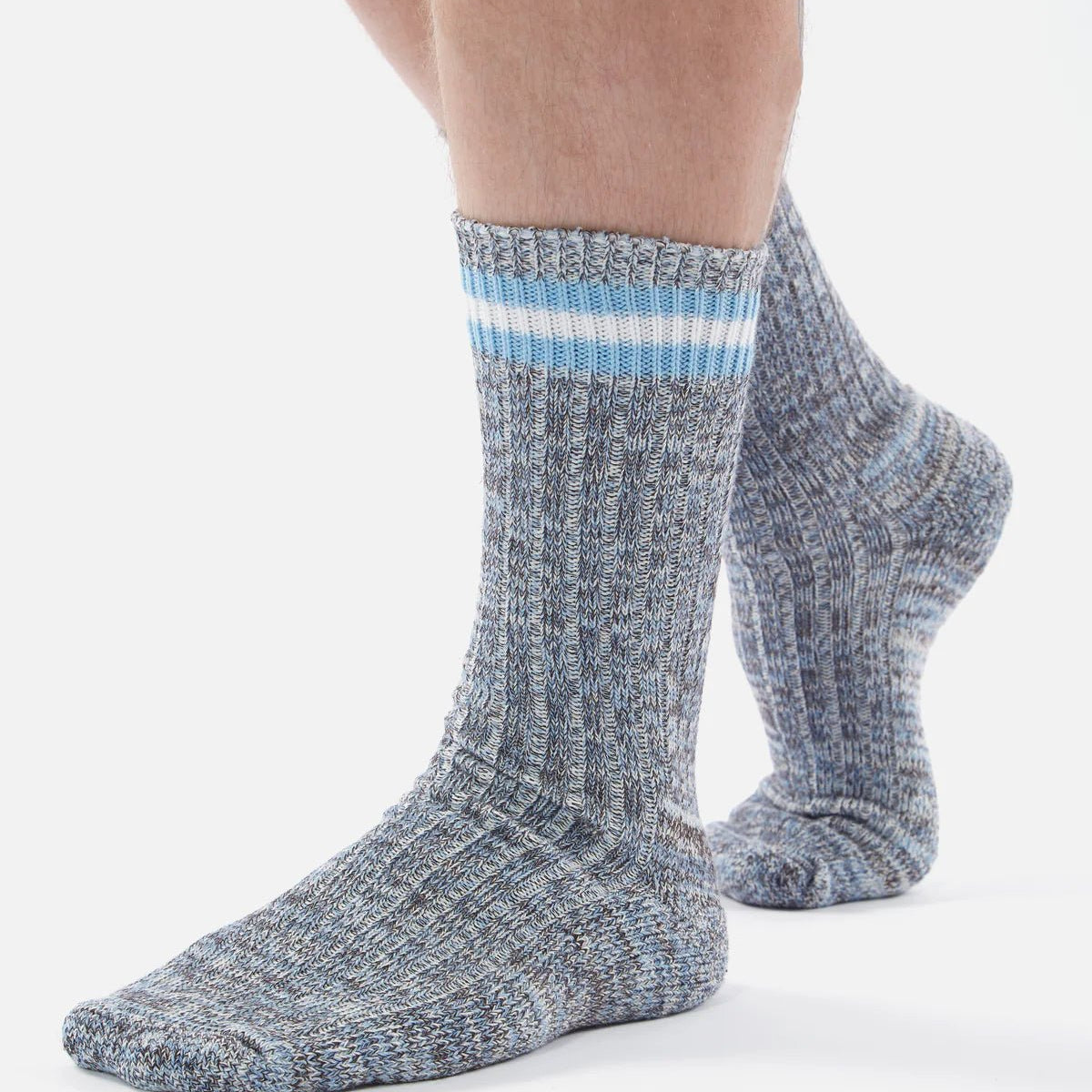 Universal Works Everyday Stripe Sock Cornish Blue - Steranko Clothing Manchester