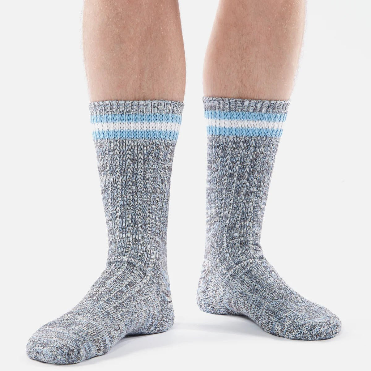 Universal Works Everyday Stripe Sock Cornish Blue - Steranko Clothing Manchester