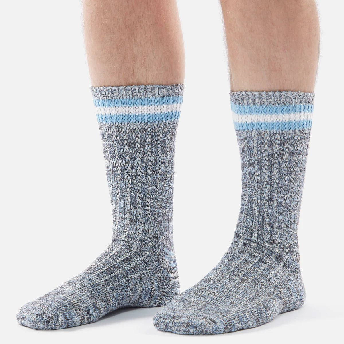Universal Works Everyday Stripe Sock Cornish Blue - Steranko Clothing Manchester