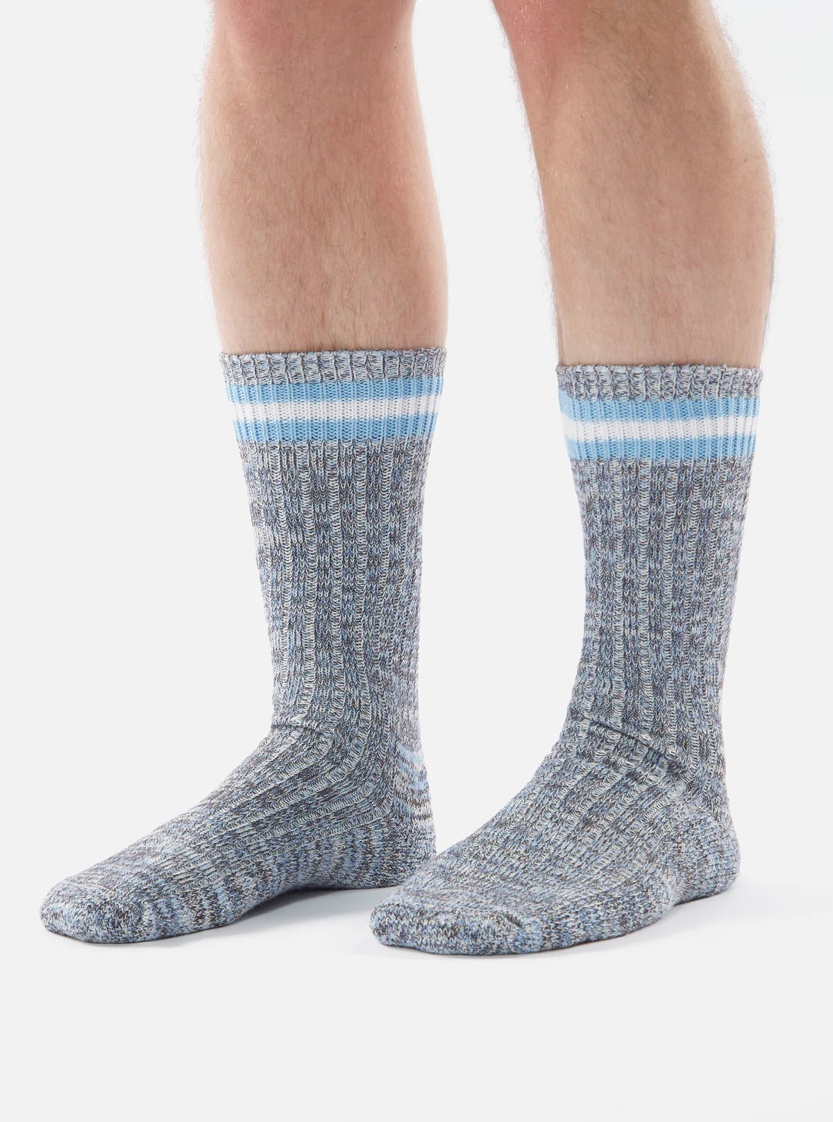 Universal Works Everyday Stripe Sock Cornish Blue - Steranko Clothing Manchester