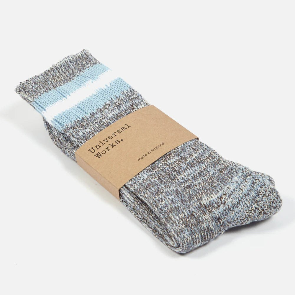 Universal Works Everyday Stripe Sock Cornish Blue - Steranko Clothing Manchester