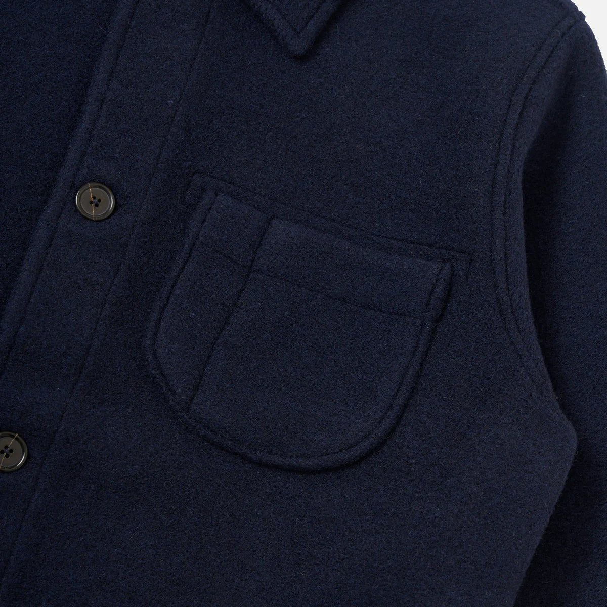 Universal Works Field Jacket Techno Melton Plain Navy - Steranko Clothing Manchester