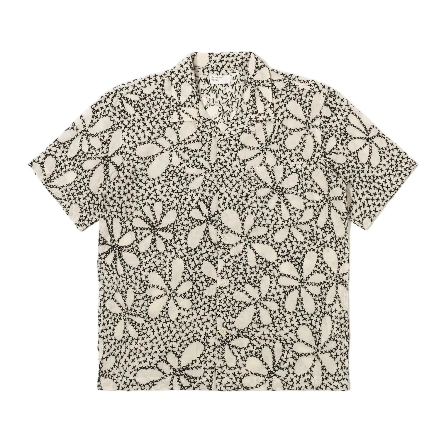 Universal Works Kantha Flower Road Shirt Ecru / Black - Steranko Clothing Manchester