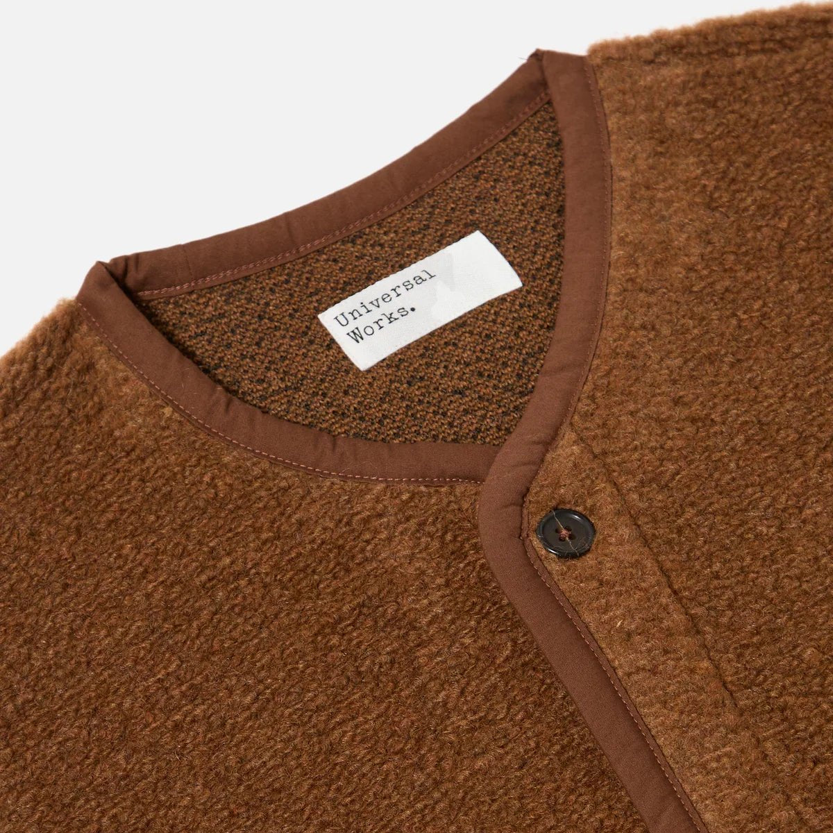 Universal Works Lancaster Gilet Alvar Fleece Cumin - Steranko Clothing Manchester