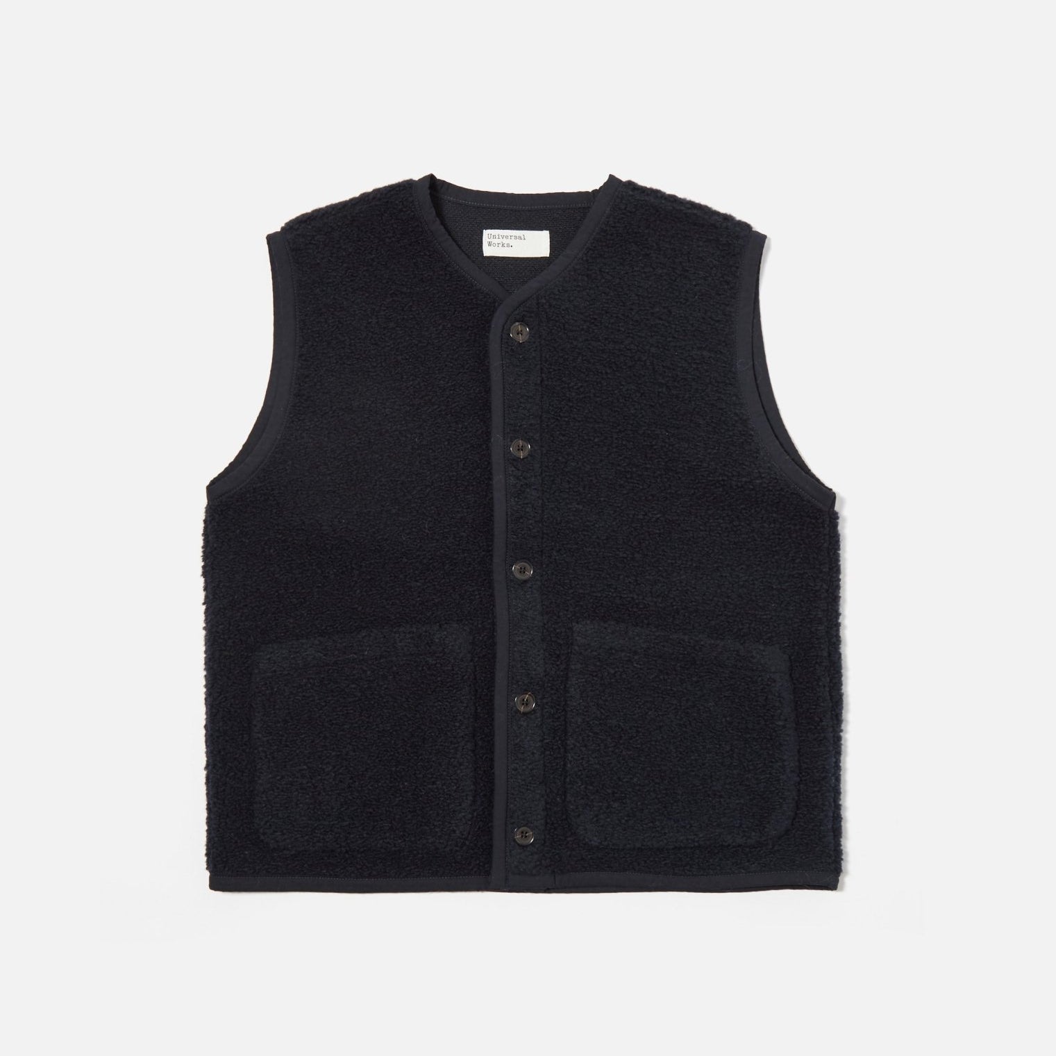 Universal Works Lancaster Gilet Alvar Fleece Navy - Steranko Clothing Manchester