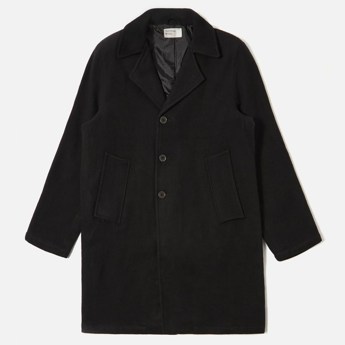 Universal Works Manhatten Coat Mowbray Black - Steranko Clothing Manchester