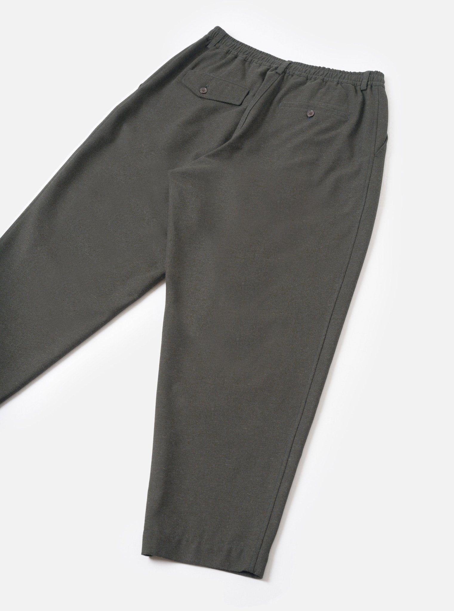 Universal Works Pleated Track Pant Recycled Olive Tweed - Steranko Clothing Manchester