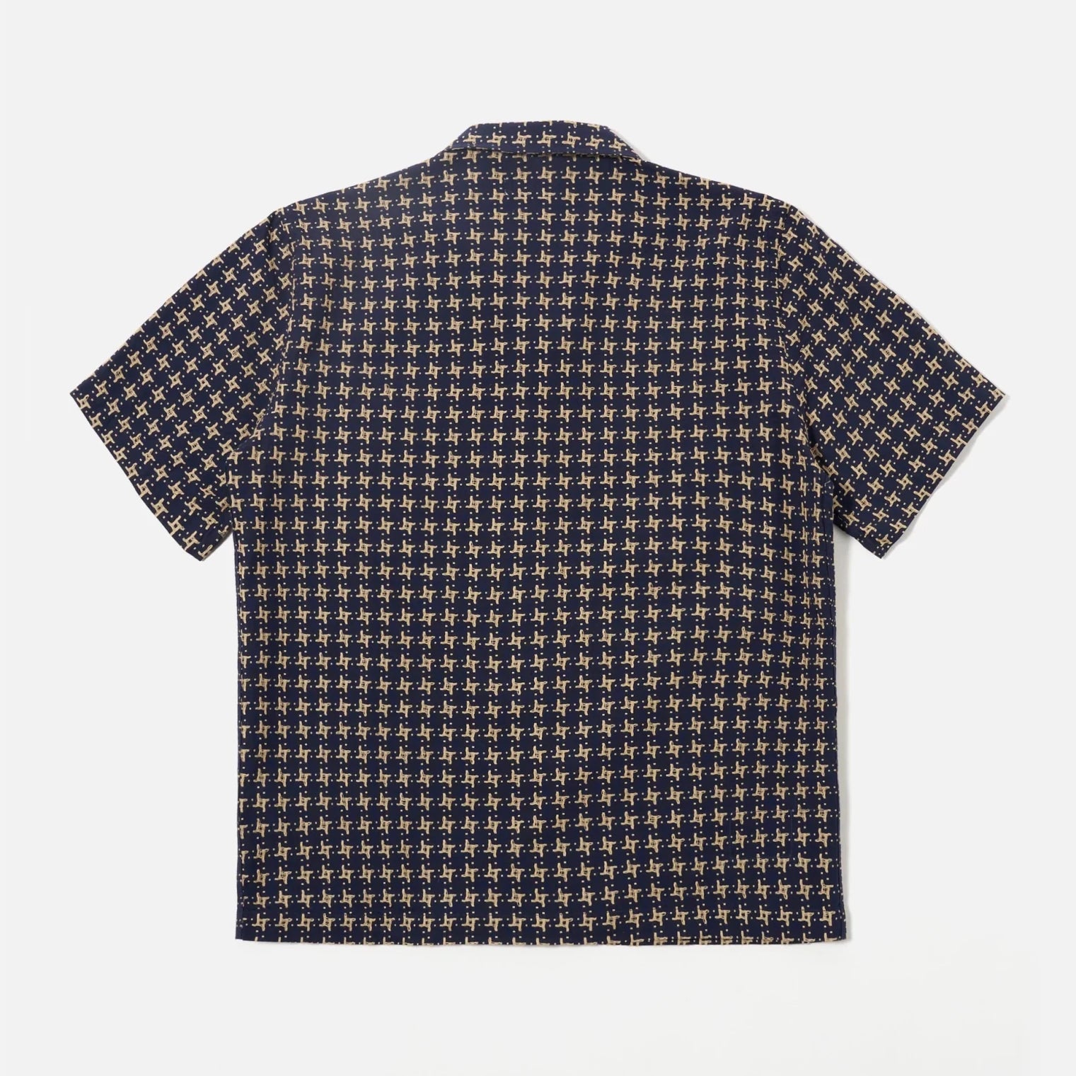 Universal Works Rhodes 8 Cotton Road Shirt Navy / Sand - Steranko Clothing Manchester