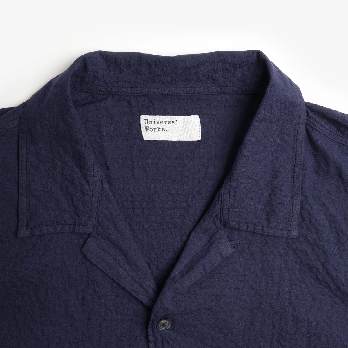 Universal Works Road Shirt Arten Seersucker Navy - Steranko Clothing Manchester
