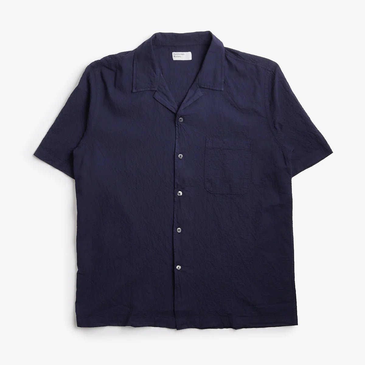 Universal Works Road Shirt Arten Seersucker Navy - Steranko Clothing Manchester