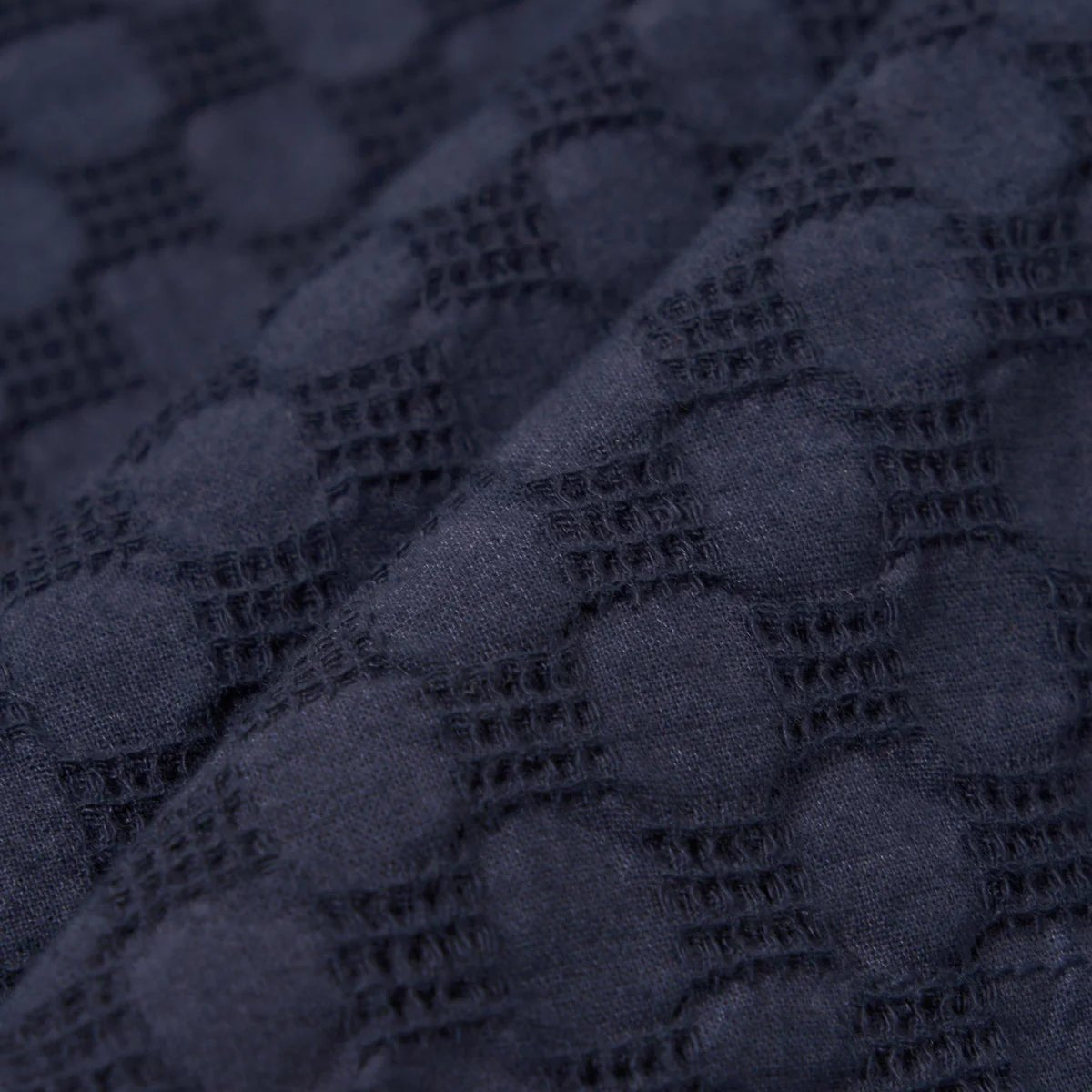 Universal Works Road Shirt Dot Waffle Navy - Steranko Clothing Manchester