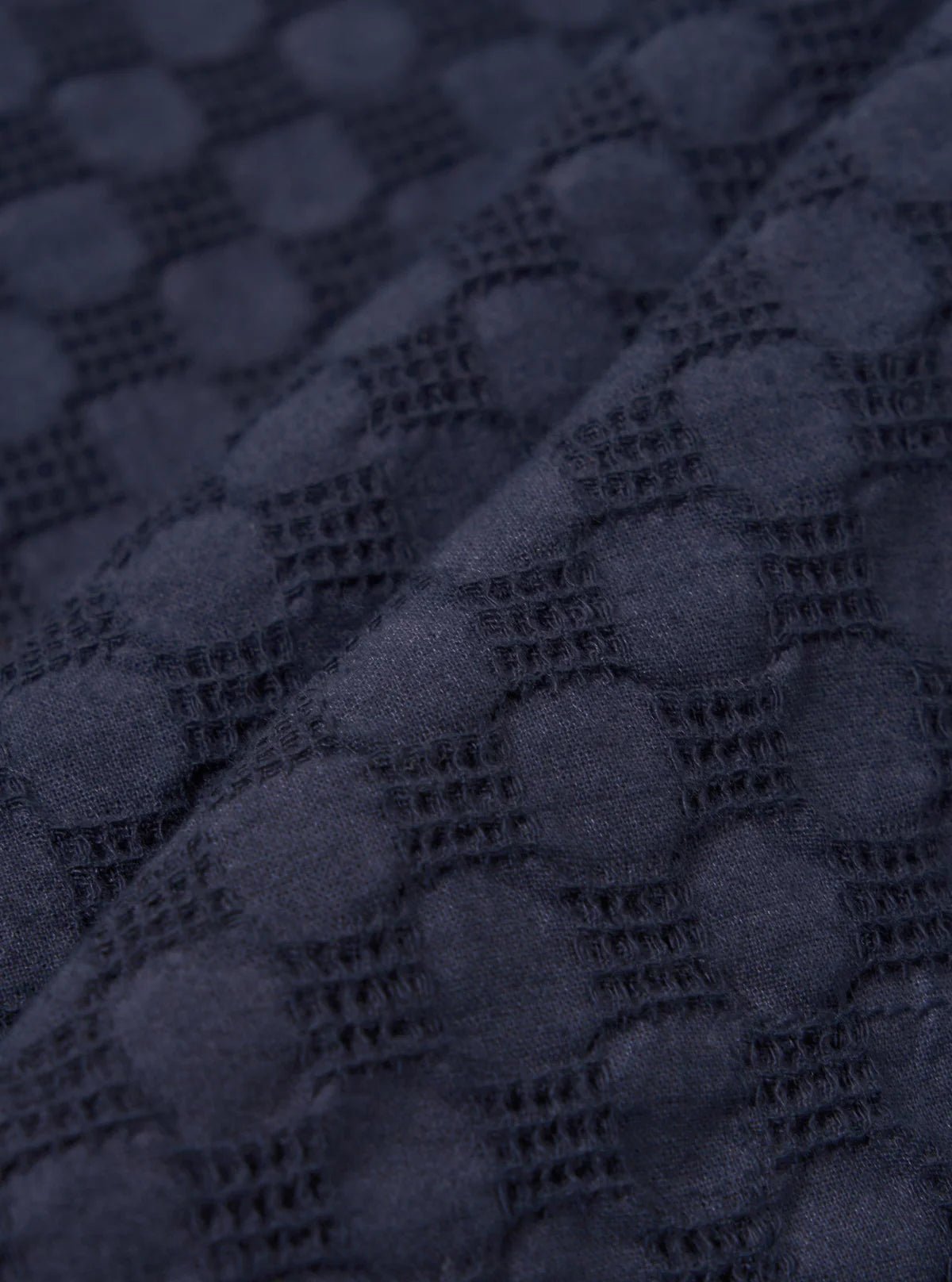 Universal Works Road Shirt Dot Waffle Navy - Steranko Clothing Manchester
