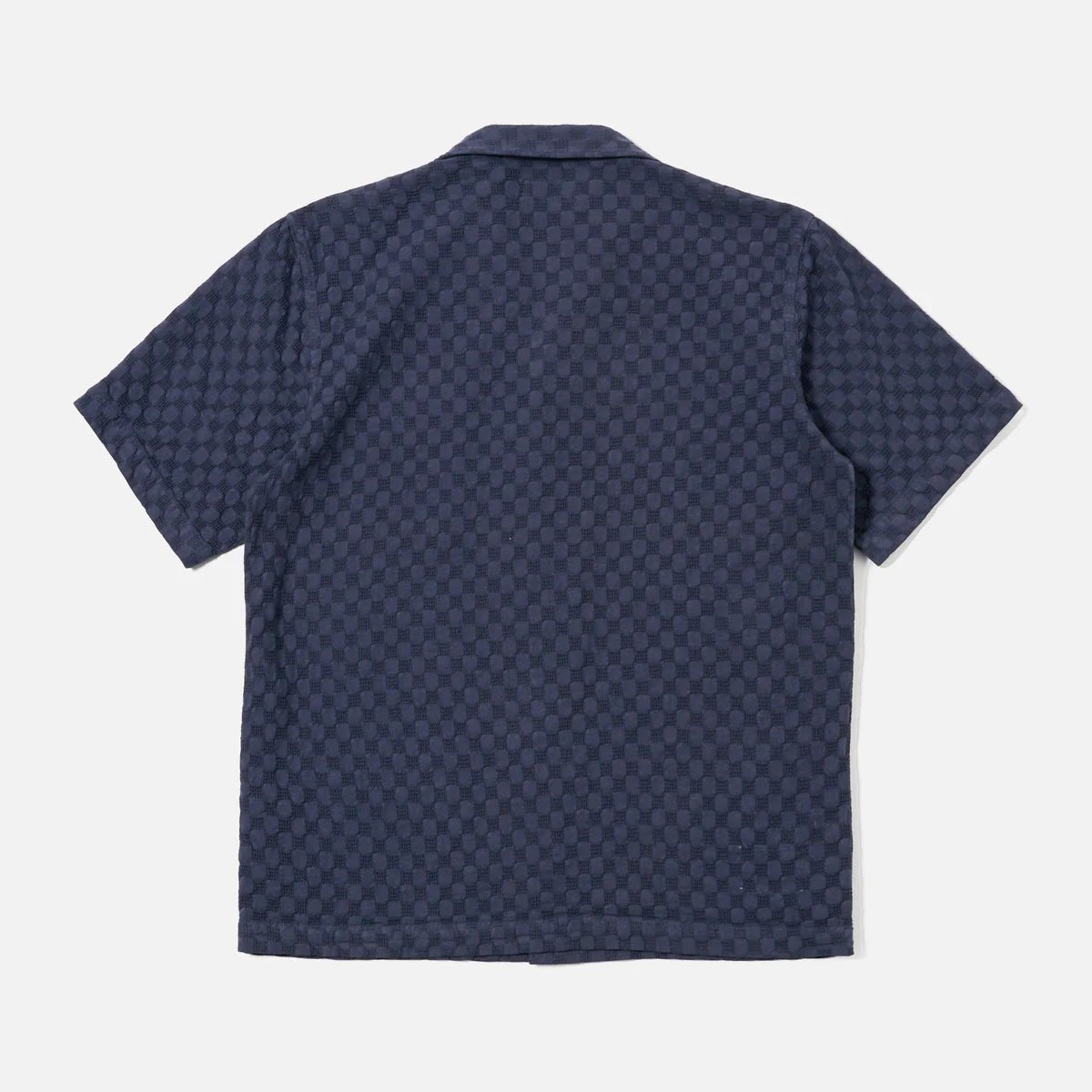 Universal Works Road Shirt Dot Waffle Navy - Steranko Clothing Manchester