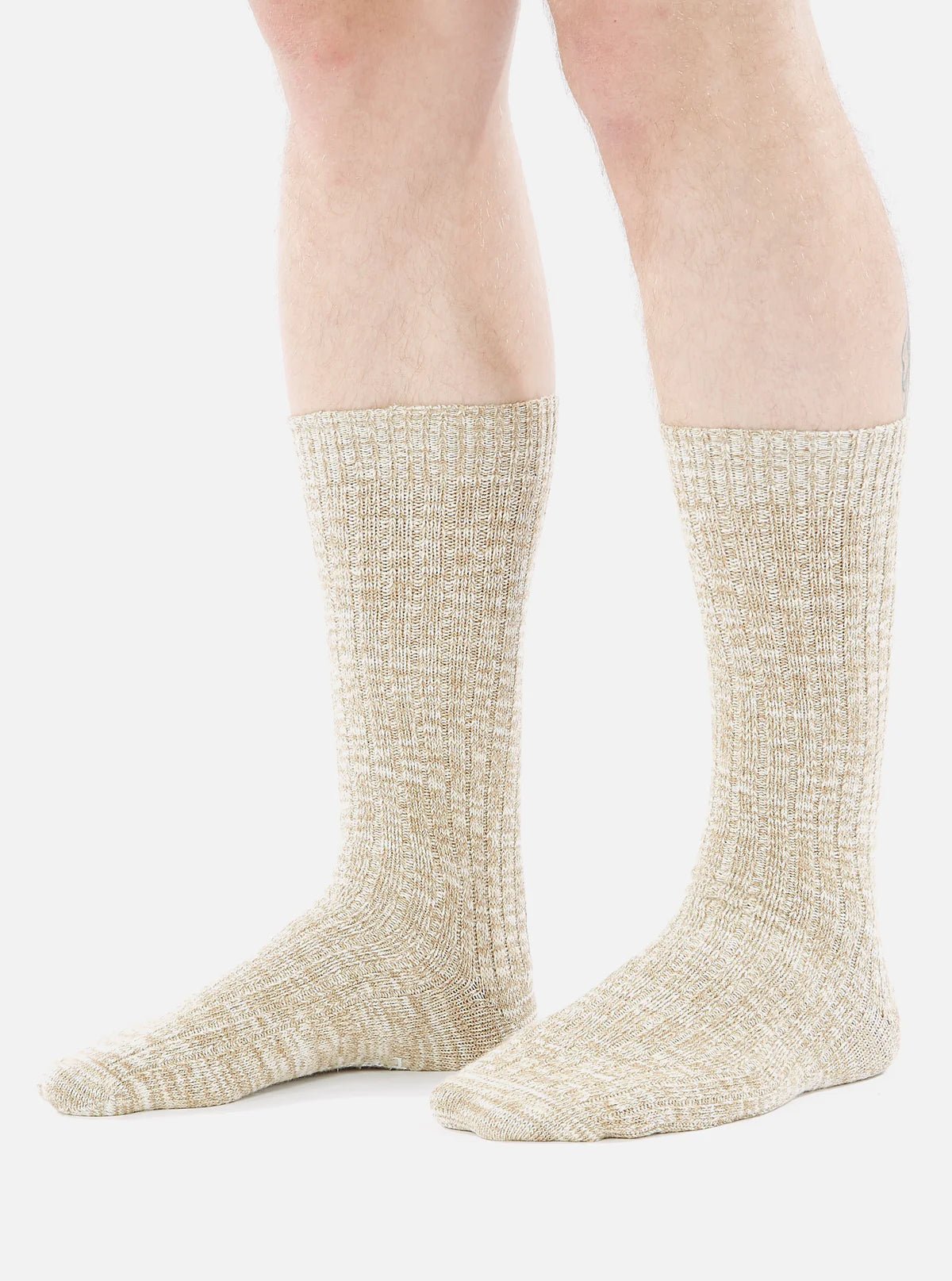 Universal Works Slub Knit Sock Dark Sand - Steranko Clothing Manchester