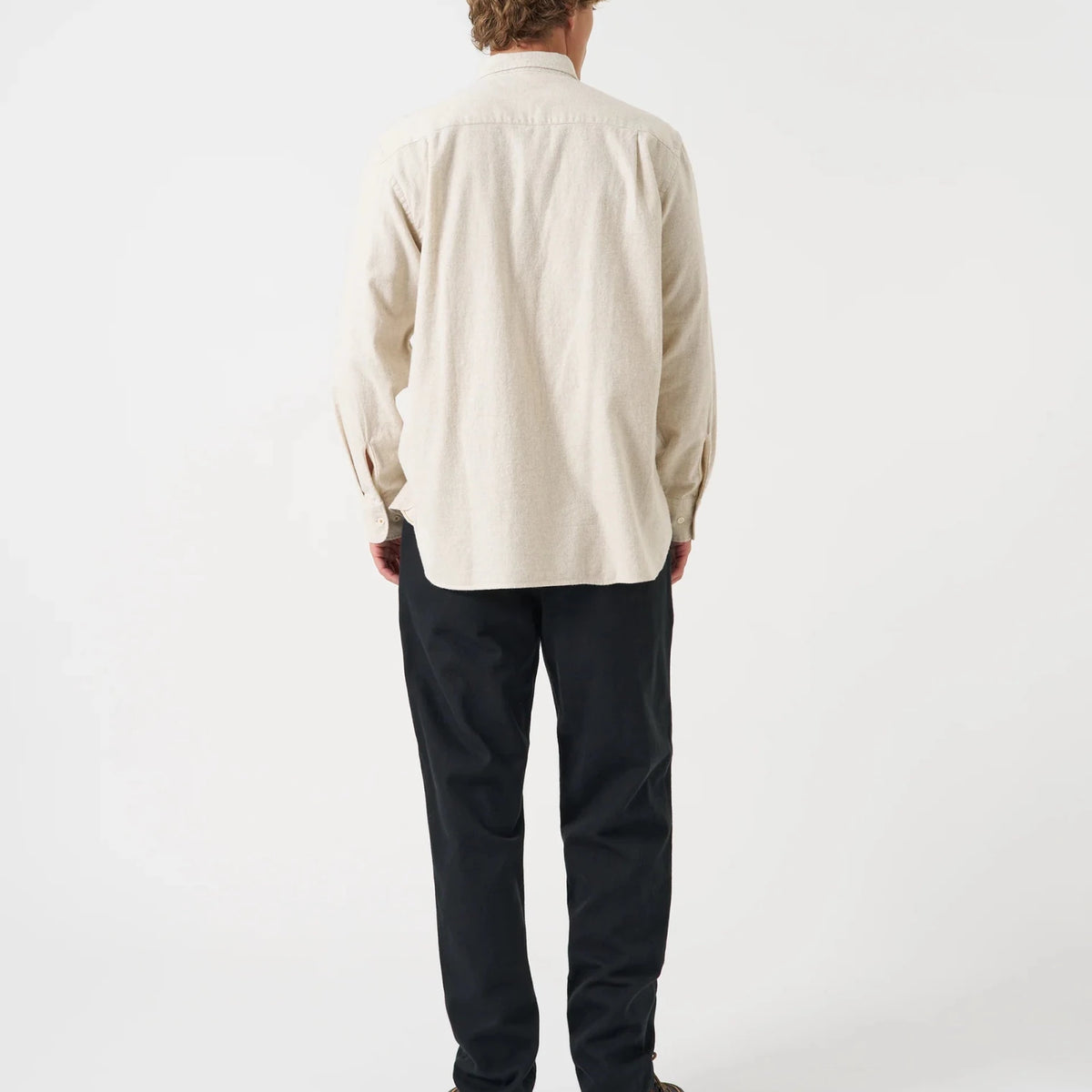 Universal Works Square Pocket Shirt Brushed Flannel Ecru - Steranko Clothing Manchester