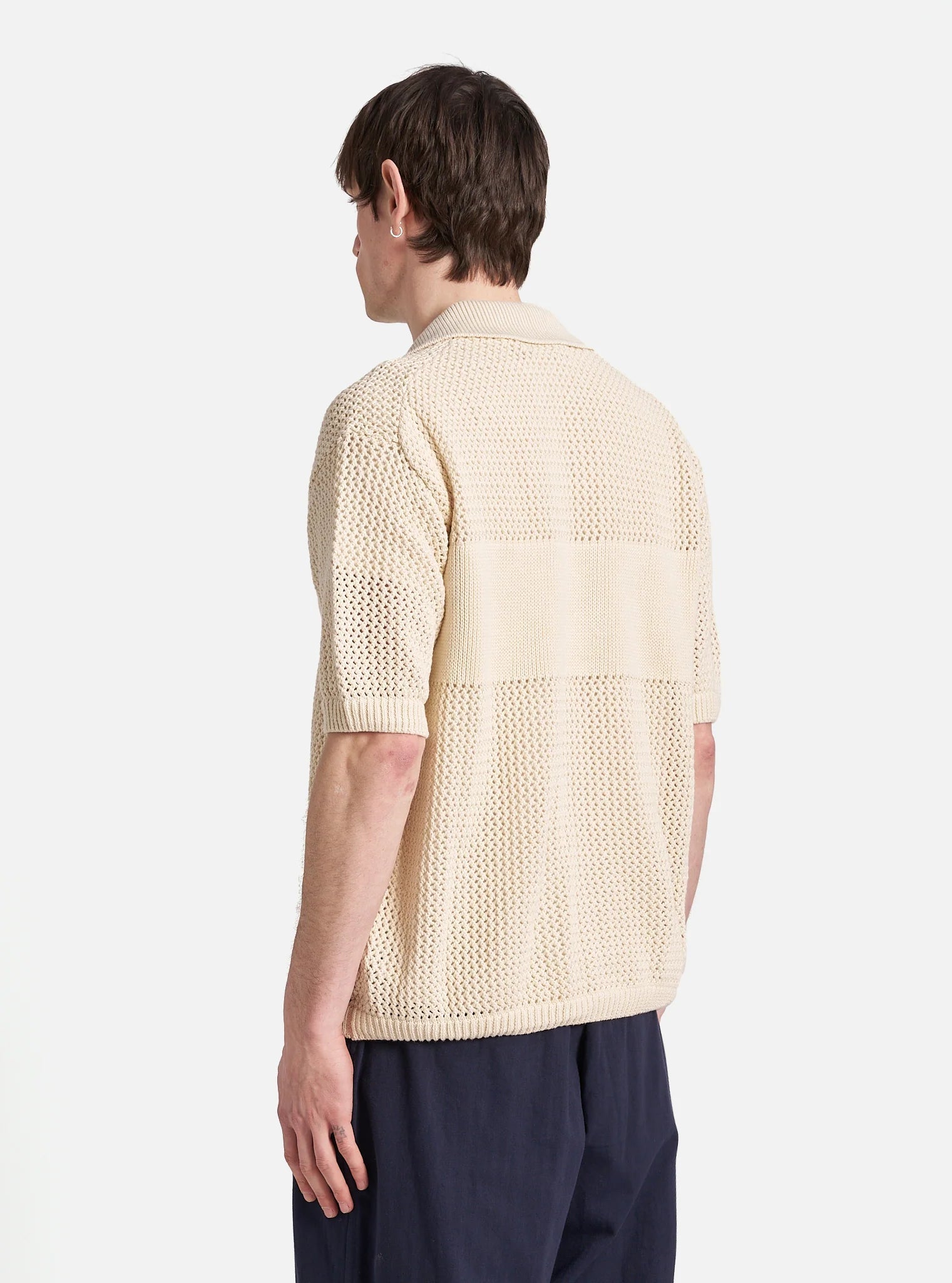 Universal Works SS Open Knit Shirt Ecru - Steranko Clothing Manchester