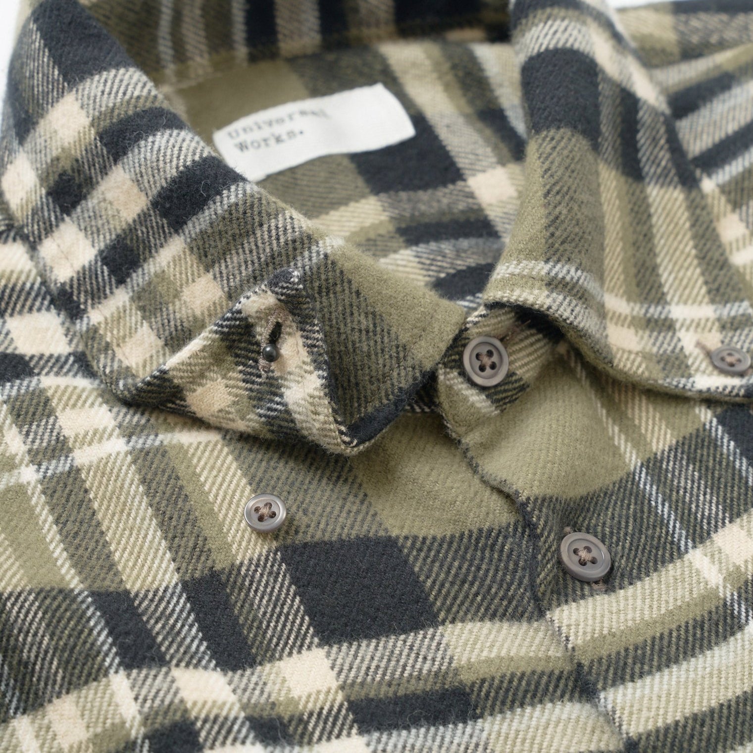 Universal Works Standard Shirt Olive Jazz Check - Steranko Clothing Manchester
