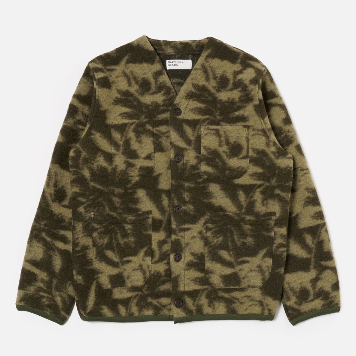 Universal Works Studio Fleece Cardigan Green / Pale Green - Steranko Clothing Manchester