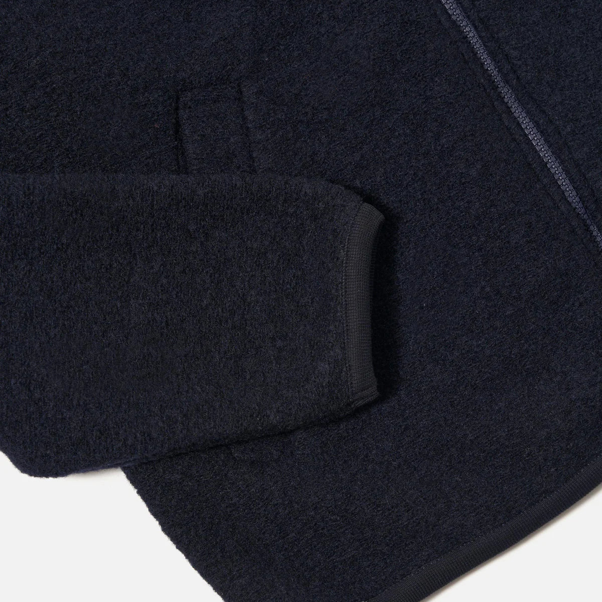 Universal Works Wool Fleece Zip Bomber Navy - Steranko Clothing Manchester